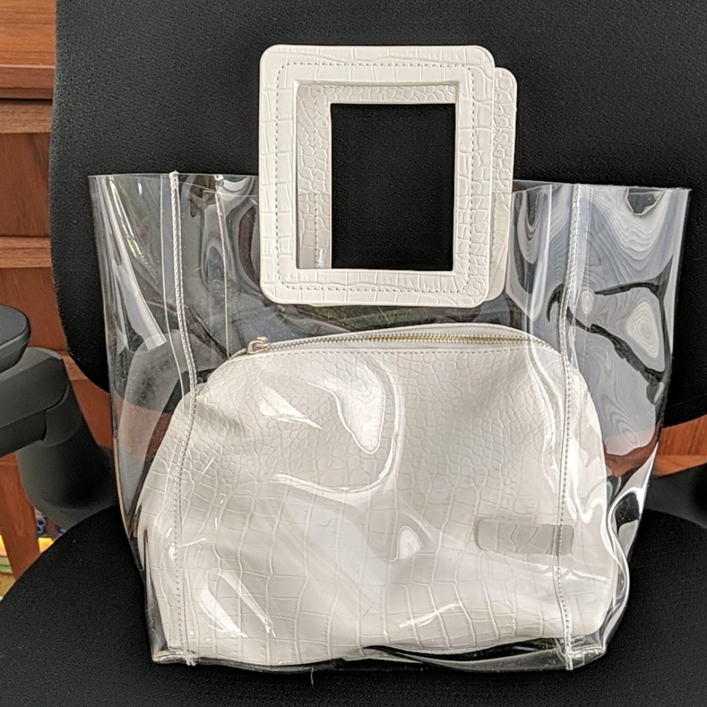 White snakeskin PVC tote